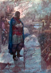 "Te statki nie są załadowane towarem, ale obsadzone okrutnymi wrogami" (kolorowa litografia)