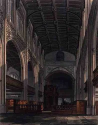 Wnętrze kościoła Mariackiego, Cambridge, z „Historii Cambridge”, ryt. Joseph Constantine Stadler (fl.1780-1812), wyd. przez R. Ackermanna