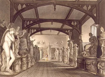 The Statue Gallery, ilustracja z „Historii Oksfordu”, rytowana przez Fredericka Christiana Lewisa (1779-1856) wyd. przez R. Ackermanna