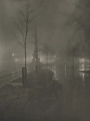Mokra noc, Columbus Circle, Nowy Jork, 1899.