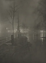 Mokra noc, Columbus Circle, Nowy Jork, ok. 1925 r. (zdjęcie)