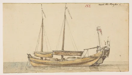 152 Łódź „w pobliżu Payho”.  , z albumu 372 rysunków pejzaży, wybrzeży, strojów i życia codziennego wykonanych podczas ambasady Lorda Macartneya u cesarza Chin w latach 1792-1794 (ołówek i akwarela na papierze)