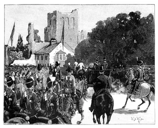 Przybycie królowej Wiktorii do Kelso w Szkocji, 1887.