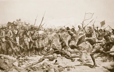 Bitwa pod Abu Klea, 17 stycznia 1885, ilustracja z „Hutchinsons History of the Nations”, c.1910