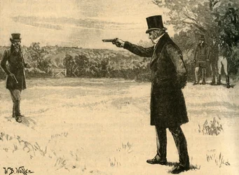 Pojedynek księcia Wellingtonów z hrabią Winchilsea, Battersea Fields, Londyn, 1829–1890.