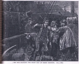 Tłum wchodzący na pokład statku zbożowego w Garry Kennedy AD 1841