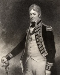 Sir Thomas Troubridge, 1. baronet, rytował W. Holl, z „National Portrait Gallery, tom IV”, wydano około 1835 roku