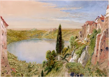 Jezioro Nemi, 1862 (pne, ołówek i wc na papierze)