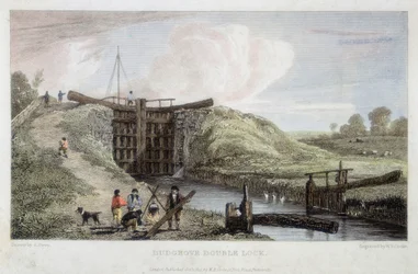Podwójna śluza Dudgrove nad kanałem Lechlade, Tamiza i Severn, 1814
