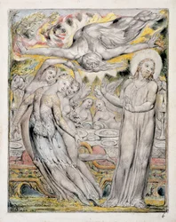 PD.18-1950 Chrystus odmawia przyjęcia uczty ofiarowanej przez szatana, z „Raju odzyskanego” Johna Miltona, ok.1816-18 (toaleta, pióro i atrament z płynem)
