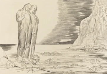 Krąg zdrajców, stopa Dantego uderzająca w Bocca degli Abbate, 1827.