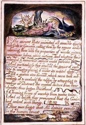"Starożytni poeci...", ilustracja i tekst z "Wesela Nieba i Piekła", c.1790-3 (akwaforta wykończona piórem i akwarelą)