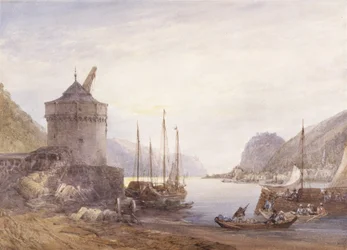 Andernach nad Renem (akwarela na białym papierze tkanym)