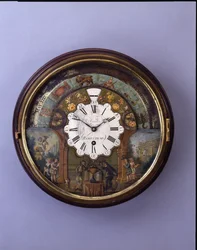 Zegar tarczowy, koniec XIX wieku, cyferblat ok. 1770 (mahoń)