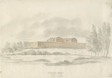 Stafford - Shire Hall: rysunek tuszem architekta (podbarwiony), bd [c 1798] (rysunek)