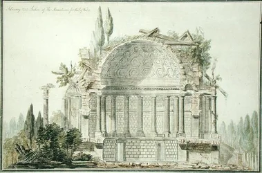 Projekt Ruined Mauzoleum dla Księcia Walii (1738-1820) 1752 (pióro, tusz i akwarela na papierze)