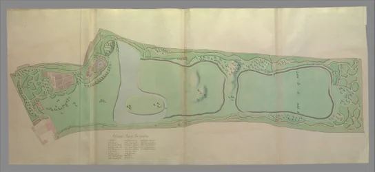 Plan generalny ogrodów w Kew, 1763.