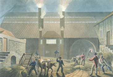 Zewnętrzna część kotłowni, z „Dziesięć widoków na wyspie Antigua”, 1823