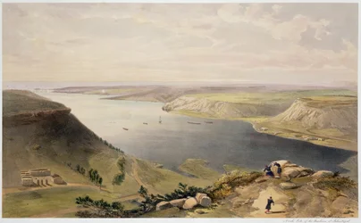 Północna strona portu w Sewastopolu, tablica z "The Seat of War in the East", wyd. Paul und Dominic Colnaghi und Co., 1856