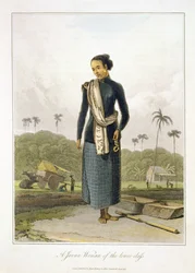 Kobieta jawajska z niższej klasy społecznej, tablica 3 z tomu I "Historii Jawy" Thomasa Stamforda Rafflesa (1781-1826), wyd. 1817 (akwatinta)