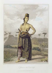 Jawan w stroju dworskim, pl. 6 z tomu I „Historii Jawy” Thomasa Stamforda Bingleya Rafflesa (1781-1826) wyd. 1817 (kolorowa akwatinta)