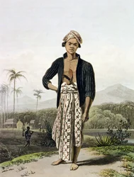 Jawan z niższej klasy, tablica 2 z tom. I „Historii Jawy” Thomasa Stamforda Rafflesa (1781-1826), wyd. 1817 (akwatinta)