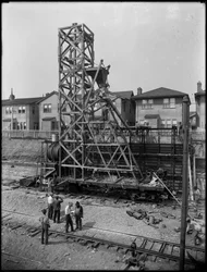 Budowa betoniarki w 1910 63rd Street, Brooklyn, c.1914