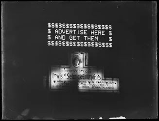 Podświetlany znak reklamowy i podświetlany znak dla Selznick Enterprises, Nowy Jork, styczeń 1917 r.