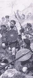 Górale w bitwie pod Killiecrankie, ilustracja z brytyjskich bitew lądowych i morskich, 1915