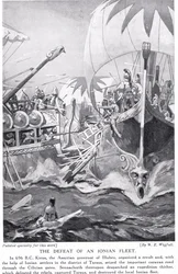 Klęska floty jońskiej, ilustracja z „Historii narodów Hutchinsona”