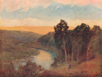 „Popołudniowe słońce na wzgórzach Galloway”, c1893
