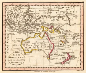 Australia i Nowa Zelandia. Nowa Holandia. Mapa.