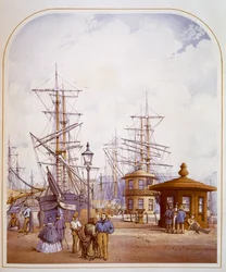 Waterloo Docks, z „Modern Liverpool Illustrated”, grawerowane przez Williama Gavina Herdmana i Jamesa Orra Marplesa, z opisami A. Pickeringa, opublikowane w 1864 r.