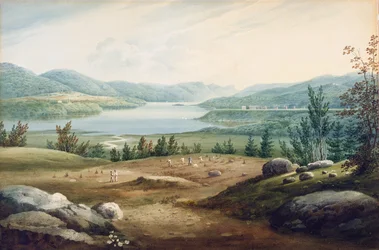 Rzeka Hudson w West Point, Nowy Jork, 1820 (wc na papierze, montaż na tekturze)