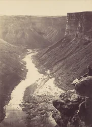 Wielki Kanion, rzeka Kolorado, niedaleko Paria Creek, patrząc na zachód, 1872.