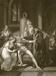 Edwy i Elgiva, rycina Isaaca Taylora, ilustracja z "Historii Anglii" Davida Hume