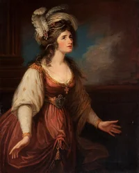 Portret Sarah Siddons (1755-1831) jako Zara, autorstwa Hamiltona, Williama (1751-1801). Olej na płótnie, ok. 1784. Wymiary: 127x101,6 cm. Prywatna kolekcja