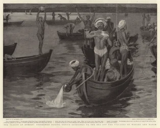 Plaga w Bombaju, rybacy składający wota do Morza w pobliżu wiosek Worlee i Mahim