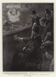 Szach w Kryształowym Pałacu, Jego Wysokość wypala Portrety Króla i Królowej