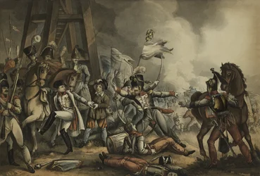 Sauve qui peut, czyli Każdy sam dla siebie, akwatinta Thomasa Sutherlanda (1785-1838), wyd. James Jenkins, 1 maja 1816 (akwatinta kolorowa)
