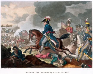 Książę Wellington (1769-1852) w bitwie pod Salamanką, 22 lipca 1812, 1818 (akwatinta barwna)