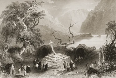 Gougane Barra, hrabstwo Cork, Irlandia, z „Scenery and Antiquities of Ireland” George