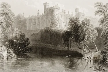 Zamek Kilkenny, hrabstwo Kilkenny, Irlandia, z książki "Scenery and Antiquities of Ireland" George