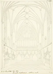 Lady Chapel of Bristol Cathedral patrząc na wschód (ołówek i akwarela na papierze)