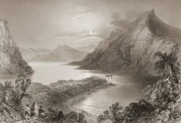 Lough Inagh, Connemara, hrabstwo Galway, z „Krajobrazy i starożytności Irlandii” George