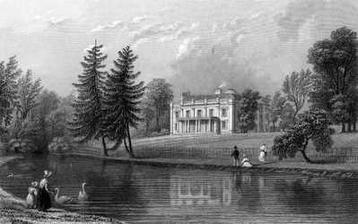 Moor Hall w pobliżu Harlow w hrabstwie Essex, rytował John Rogers, 1833