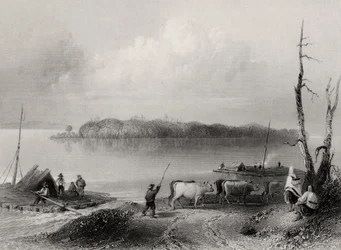 Navy Island, Niagara River, Ontario, Kanada, grawerowane przez Charlesa Coulsona (1815-89)