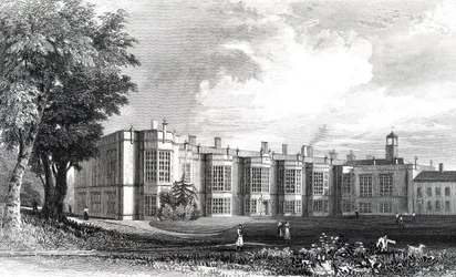 New Hall, niedaleko Chelmsford, Essex, grawerowane przez Williama Watkinsa, c.1832