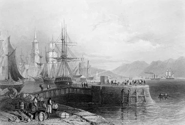 Port Glasgow, grawerowane przez J.W. Appleton, 1841 (grawerowanie)