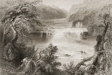 Salmon Leap at Leixlip, County Kildare, z "Scenery and Antiquities of Ireland" George